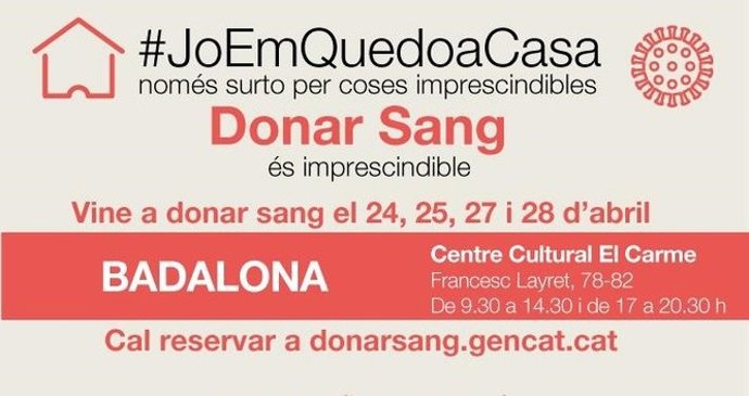 Cartel informativo de la campaña de donación de sangre de Badalona