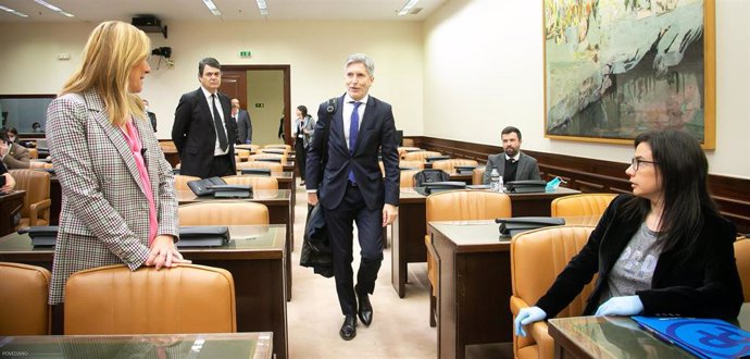 El ministro del Interior, Fernando Grande-Marlaska, a su llegada al Congreso para dar cuenta de la gestión por el Covid-19 