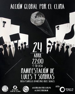Cartel de la convocatoria de la manifestación por el clima desde los balcones