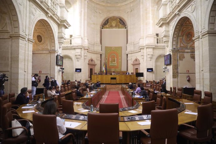 Sesión de la Diputación Permanente en el Pleno del Parlamento andaluz.
