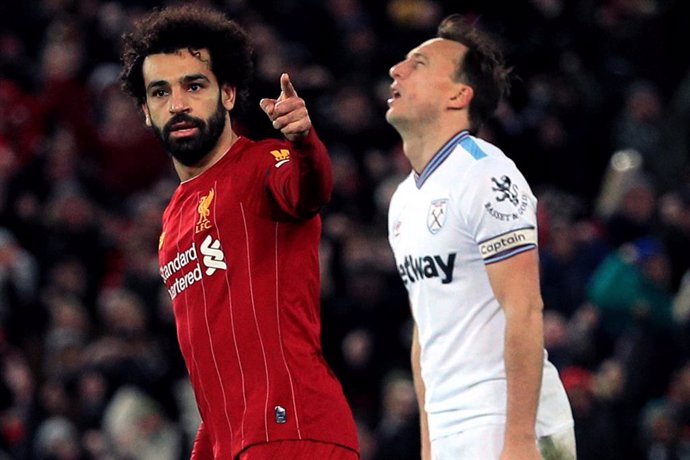 Mohamed Salah celebra un gol con el Liverpool esta temporada ante el West Ham United
