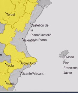 Avisos por lluvia en la Comunitat Valenciana