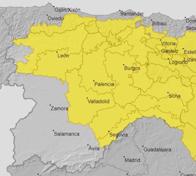 Avisos activos este domingo en Castilla y León.