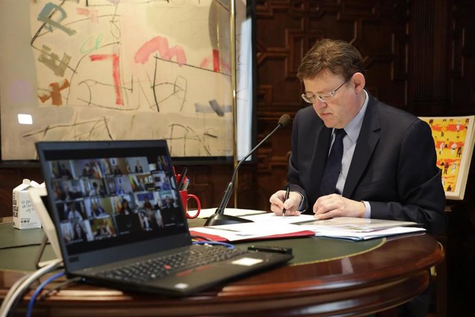 Puig durante la videoconferencia de presidentes
