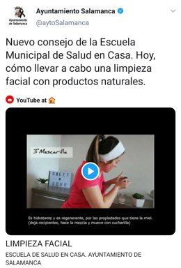 Mensaje del Ayuntamiento de Salamanca.