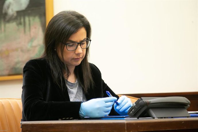 La diputada del PP Ana Belén Vázquez, durante la comparecencia del ministro del Interior, Fernando Grande-Marlaska,