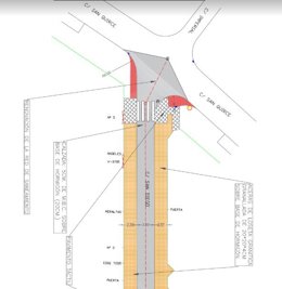 Plano de las obras en la calle San Diego, en el cruce con San Quirce.