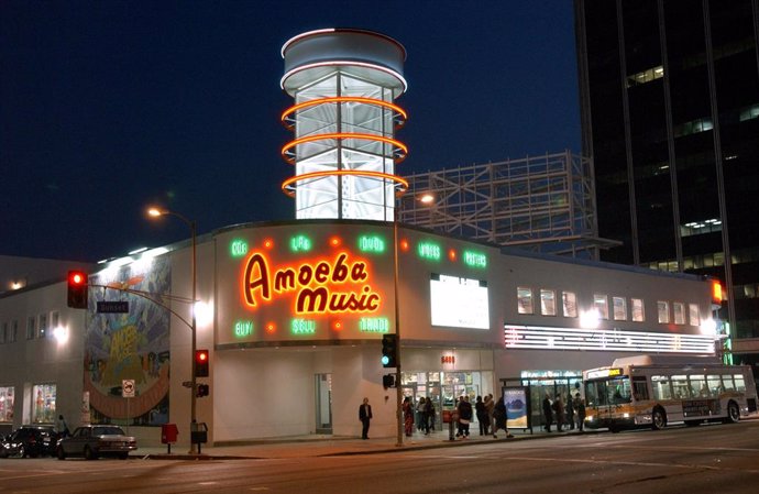 An exterior view of Amoeba Music in Los Angeles, CA.