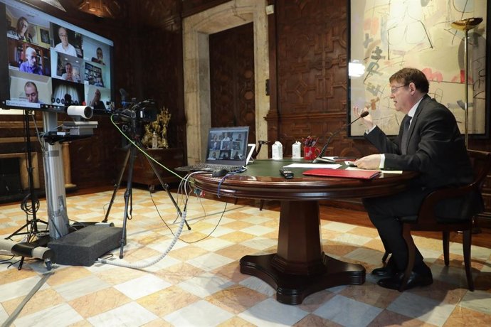 Reunión por videoconferencia de Ximo Puig con el presidente, vicepresidentes y vicepresidentas de Confederación Empresarial de la Comunitat Valenciana (CEV).
