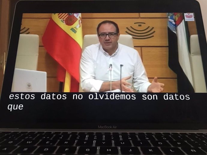 El portavoz de Cs en la Asamblea de Extremadura, Cayetano Polo, en rueda de prensa telemática sobre la EPA del primer trimestre del año en Extremadura