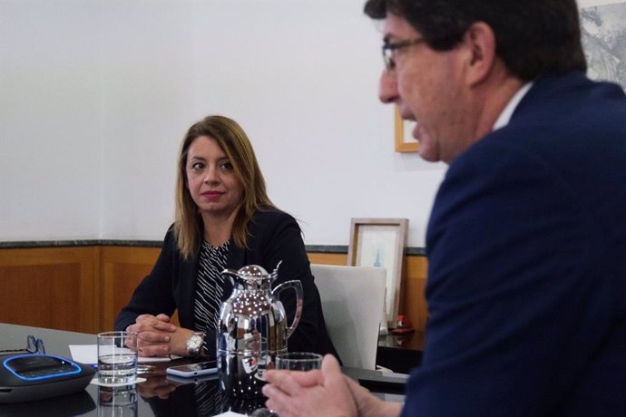 El vicepresidente de la Junta de Andalucía y consejero de Turismo, Regeneración, Justicia y Administración Local, Juan Marín, en la reunión de la Comisión de Seguimiento de la crisis del Covid-19.