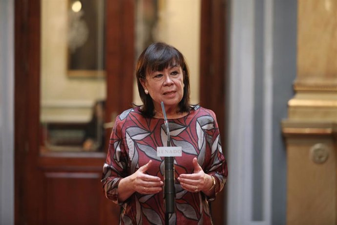 La vicepresidenta primera de la Mesa del Senado, Cristina Narbona, en rueda de prensa tras la reunión de la Mesa del Senado, en Madrid (España), a 16 de enero de 2020.