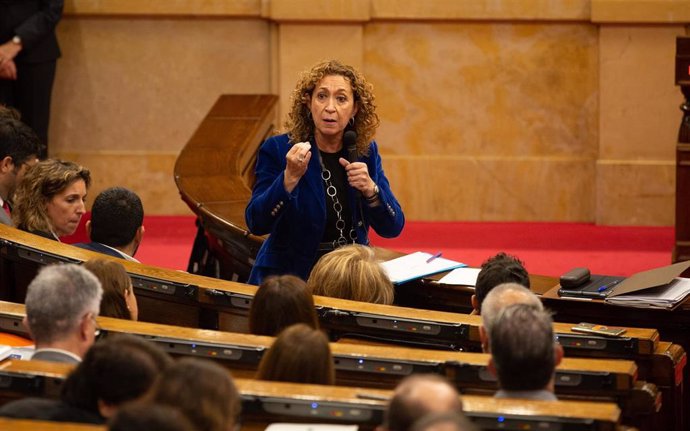 La consellera de Justicia de la Generalitat, Ester Capella, interviene desde su escaño en una sesión plenaria en el Parlament de Catalunya, en Barcelona (España), a 23 de octubre de 2019.