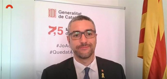 El conseller de Acción Exterior de la Generalitat, Bernat Solé, en su comparecencia telemática en la comisión de Acción Exterior del Parlament.