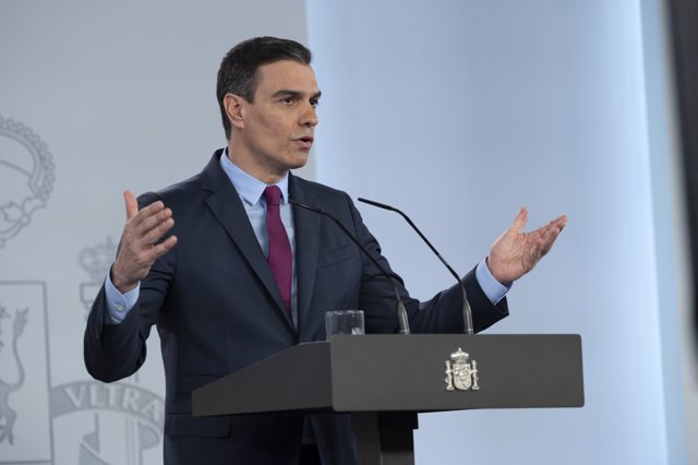 Pedro Sánchez en la rueda de prensa