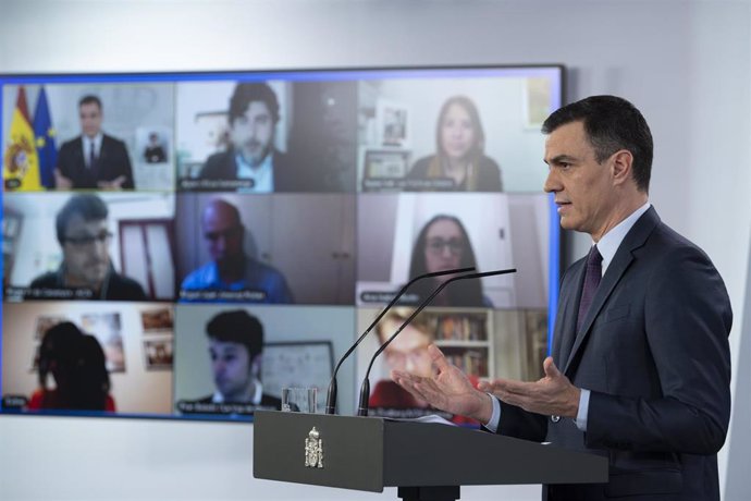 Comparecencia del presidente del Gobierno, Pedro Sánchez, para abordar la crisis del coronavirus. En Madrid, (España), a 25 de abril de 2020.