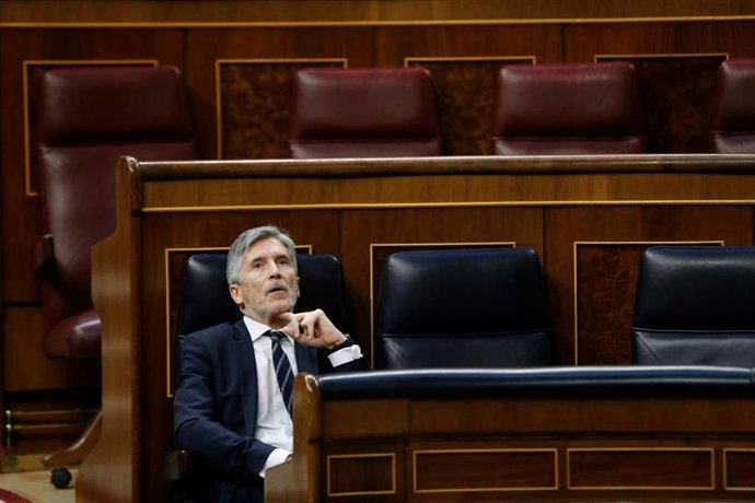 El ministro del Interior, Fernando Grande-Marlaska, durante el pleno de control al Ejecutivo celebrado el 29 de abril