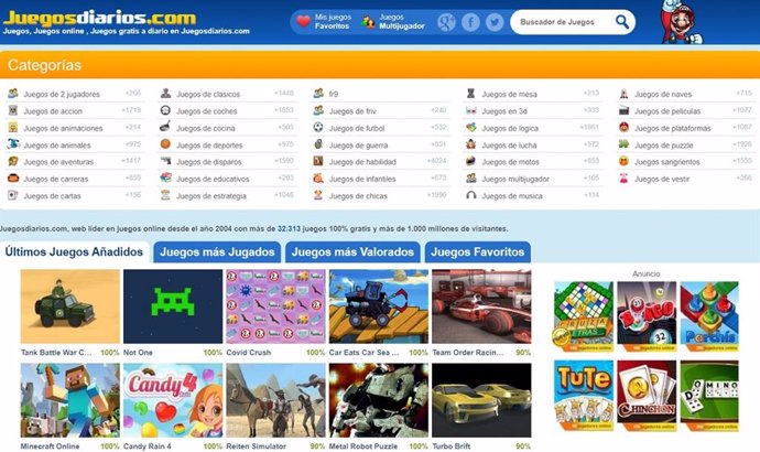 COMUNICADO: La web histórica de Juegos online Juegosdiarios.com incrementó sus v