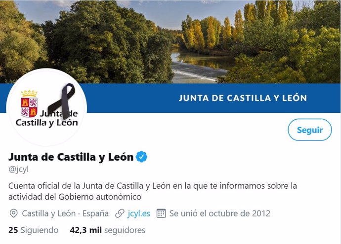 Perfil de Twitter de la Junta de Castilla y León.