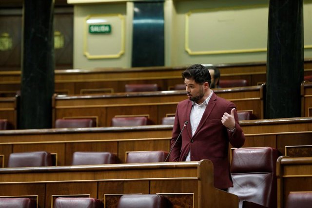El portavoz de ERC, Gabriel Rufián, durante su intervención en la sesión de control al Ejecutivo celebrada este miércoles en el Congreso