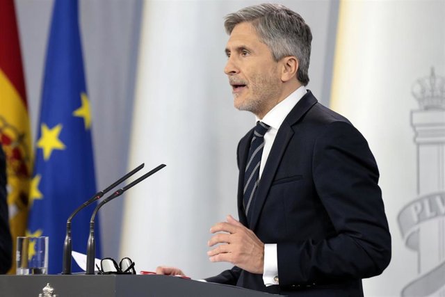 El ministro del Interior, Fernando Grande-Marlaska, en rueda de prensa en Madrid (España) a 29 de abril de 2020.