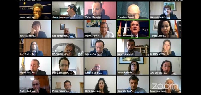 Primer pleno telemático celebrado en la Diputación Provincial de Zaragoza.