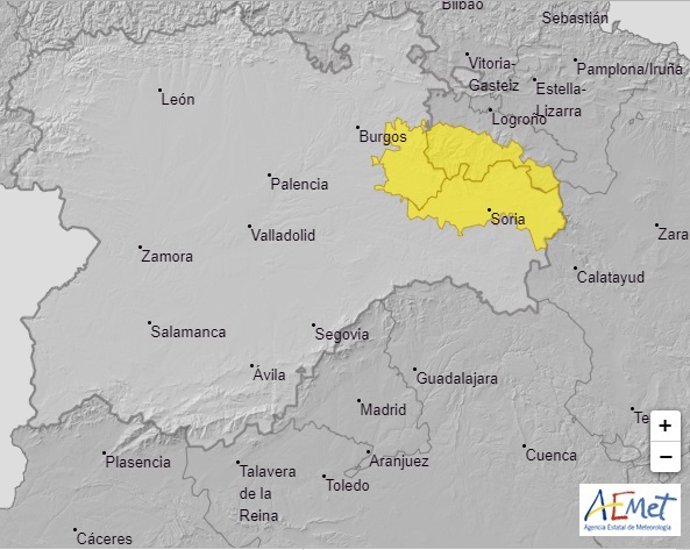 Mapa elaborado por la Aemet y facilitado por el 112 en su cuenta de Twiiter sobre la previsión de rachas de viento para este jueves, 30 de abril