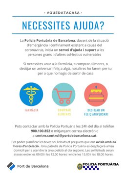 La policia del Puerto de Barcelona se ofrece a hacer la compra de vecinos.