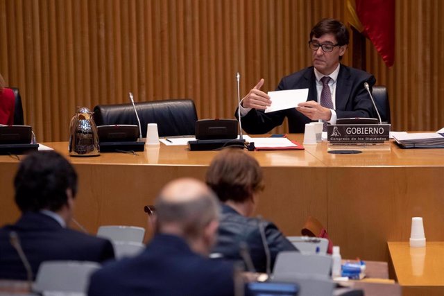 El ministro de Sanidad, Salvador Illa, durante su comparecencia en la Comisión de Sanidad del Congreso de los Diputados en Madrid (España), a 26 de marzo de 2020.