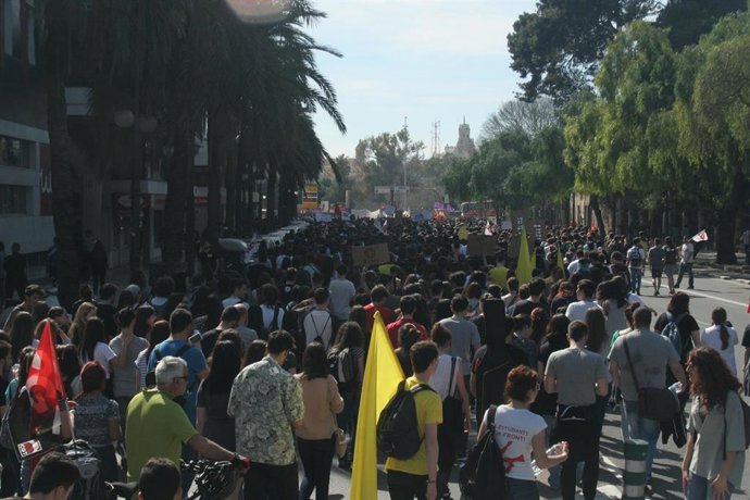 Marcha estudiantil en Valencia