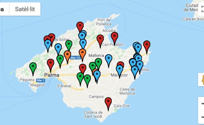 Mapa de fosas comunes en Baleares
