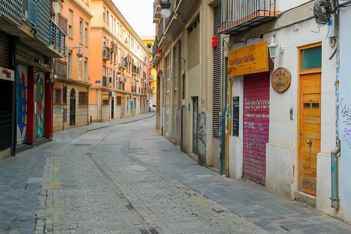 El Barrio del Carmen de Valencia desierto durante el Viernes Santo por el confinamiento impuesto por el Estado de Alarma provocado por el coronavirus, COVID19. En Madrid (España) a 10 de abril de 2020.