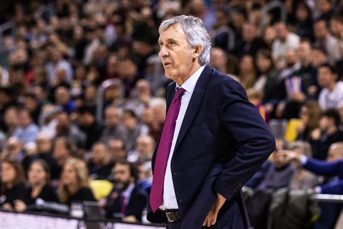 Svetislav Pesic, Head coach of Fc Barcelona , during the Turkish Airlines EuroLeague match between  Fc Barcelona and FC Bayern Munich at Palau Blaugrana on March 06, 2020 in Barcelona, Spain.