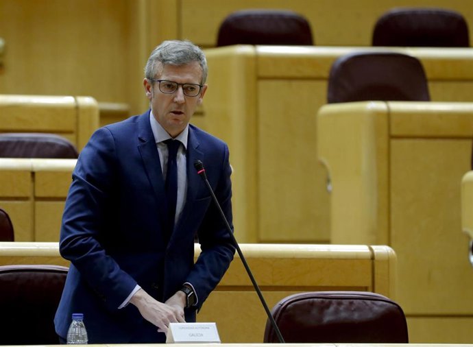 El vicepresidente de Galicia, Alfonso Rueda, durante su intervención en la Comisión General de Comunidades Autónomas celebrada en el Senado este jueves a cuenta de la gestión de la pandemia de la COVID-1, en Madrid (España), a 30 de abril de 2020.