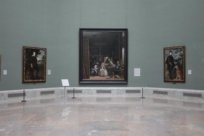 Sala de Las Meninas del Museo Nacional del Prado, vacía por el cierre temporal del Museo por la pandemia del Covid-19. Desde el Prado se plantean un plan de desescalada en tres fases, siendo la última la apertura del museo al público, con un régimen de 