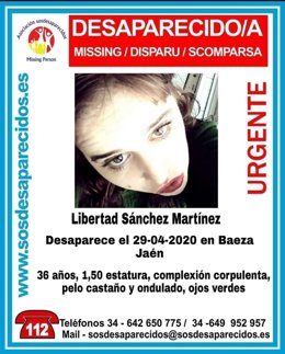 Cartel difunddo desde SOS Desaparecidos