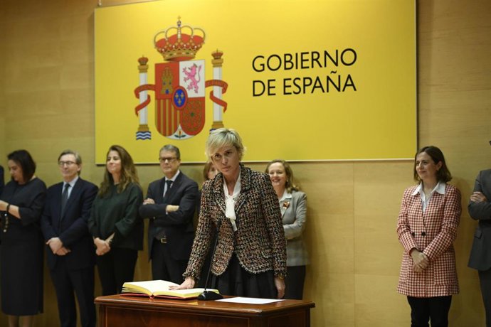 Toma de posesión de Carme Artigas como nueva secretaria de Estado de Digitalización e Inteligencia Artifical durante la ceremonia de toma de posesión de altos cargos del Ministerio de Asuntos Económicos y Transformación Digital en la sede del Ministerio