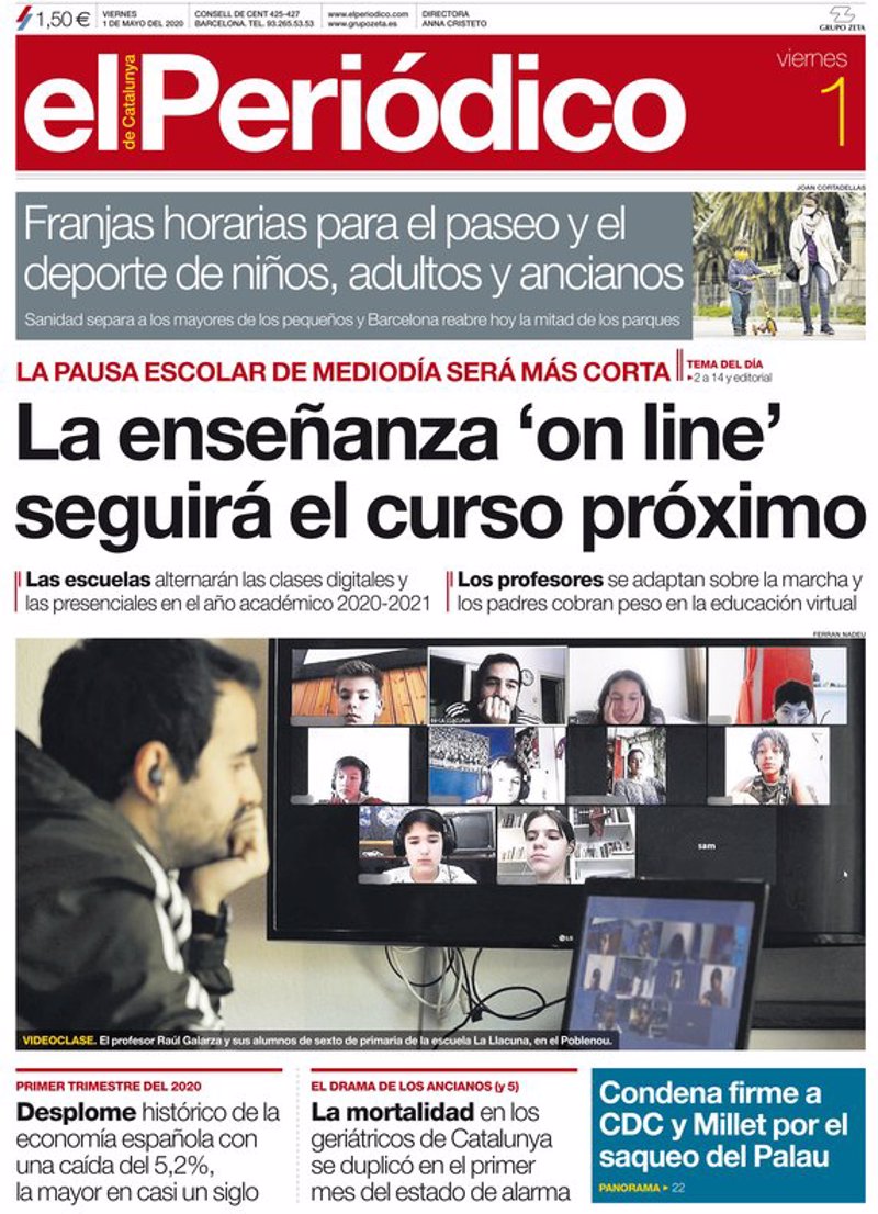 Las portadas de los periódicos del viernes 1 de mayo de 2020