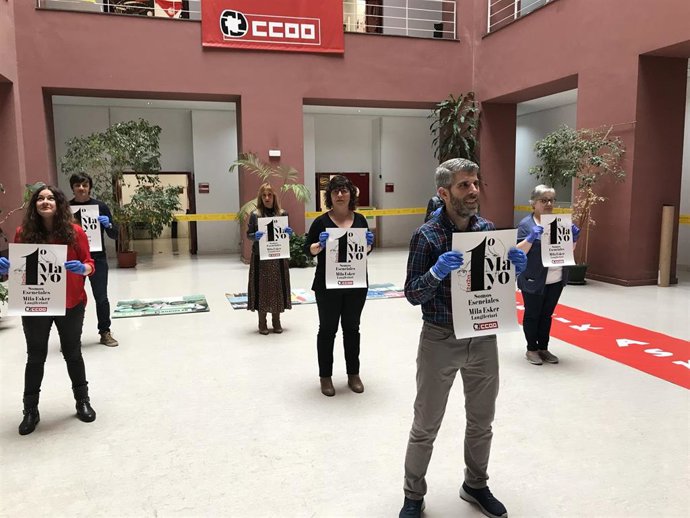 Acto de CC.OO. Euskadi con motivo del Primero de Mayo en su sede en Bilbao