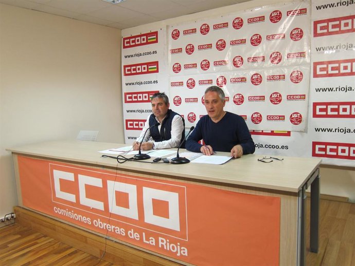 Los secretarios generales de CCOO y UGT La Rioja, Jorge Ruano y Jesús Izquierdo