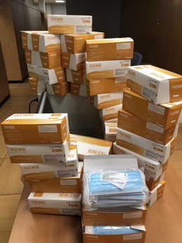 Cajas con las mascarillas