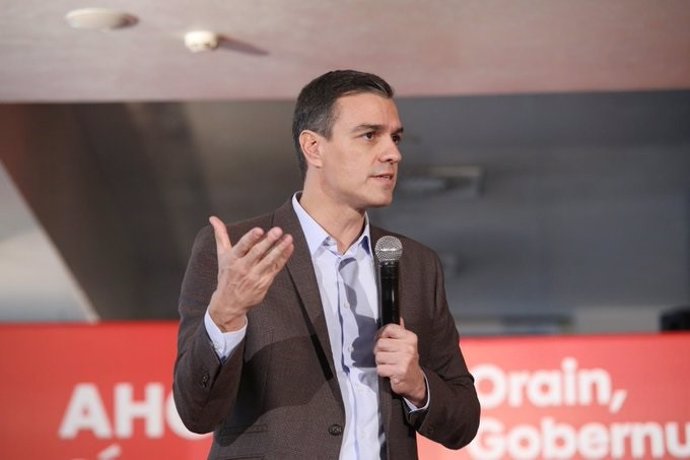 El presidente del Gobierno y secretario general del PSOE, Pedro Sánchez, en un mitin.