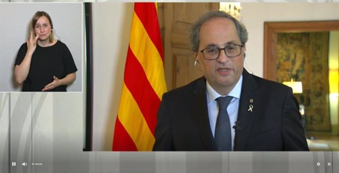 El president de la Generalitat, Quim Torra, en la roda de premsa després del Consell Executiu