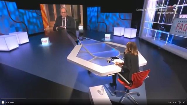 El presidente de la Generalitat, Quim Torra, en una entrevista