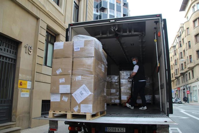 Mascarillas recibidas por la Delegación del Gobierno en Navarra