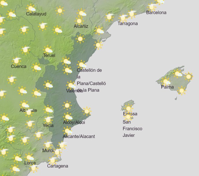 Predicción de Aemet para la Comunitat Valenciana del 3 de mayo