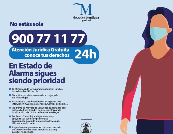 Cartel de la Diputación de Málaga para la atención a mujeres víctimas de violencia de género