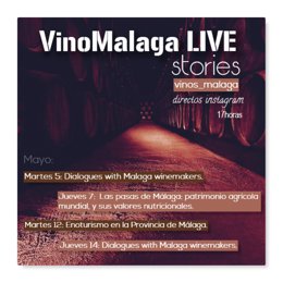 Cartel del 'Vinomalaga Live stories'.