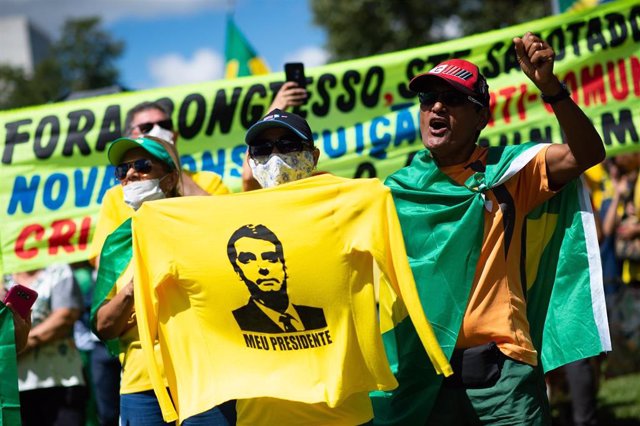 Seguidores de Jair Bolsonaro en Brasilia