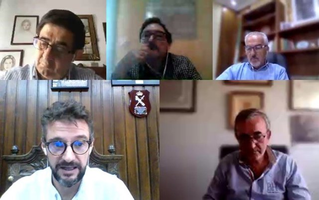 Reunión telemática de Francisco Reyes con los alcaldes de Alcaudete, Mengíbar, Villacarrillo y Villanueva del Arzobispo.
